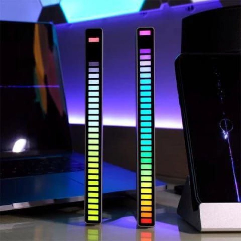 Lumière LED RGB, contrôle du son, USB, Rechargeable, application vocale, capteur de lumière rythmique, 32 lumières colorées pour voiture, musique ambi